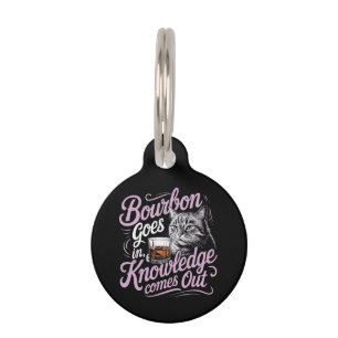 Médaillon Pour Animaux Chat drôle et graphique Bourbon Knowledge Comes Ou