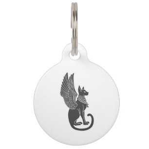 Médaillon Pour Animaux Chat égyptien avec ailes - Choisir la couleur du