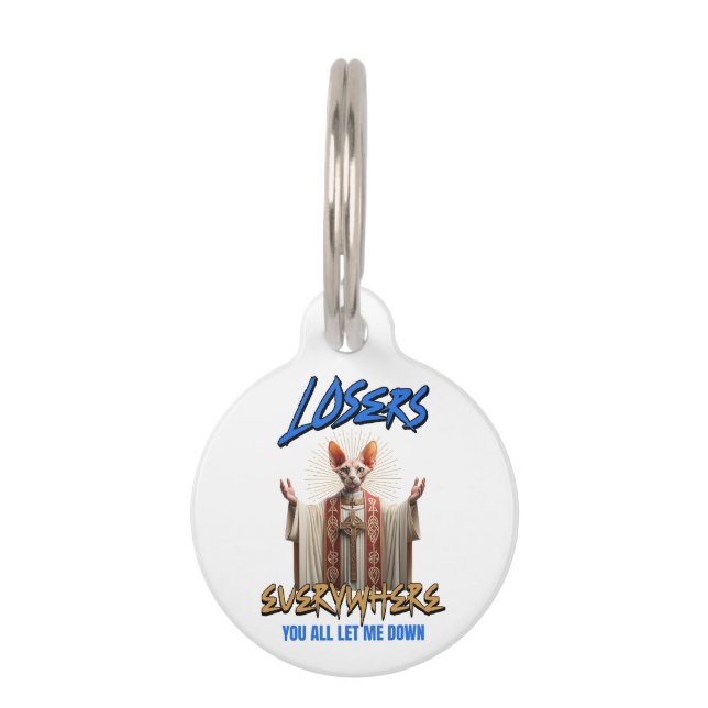 Médaillon Pour Animaux Chat Jésus Sphynx Mème drôle (Devant)