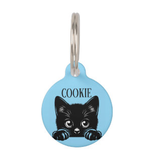 Médaillon Pour Animaux Chat mignon qui regarde Personnalisé 