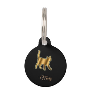Médaillon Pour Animaux Chat Moderne Noir Or