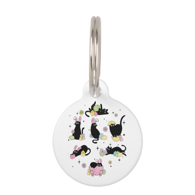 Médaillon Pour Animaux Chat noir avec œufs de lapin (Devant)