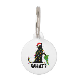 Médaillon Pour Animaux Chat Noir Drôle Poussant Arbre De Noël Sur Chat Ch