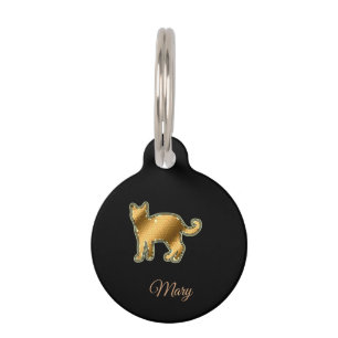 Médaillon Pour Animaux Chat noir or moderne