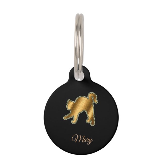Médaillon Pour Animaux Chat noir or moderne (Devant)