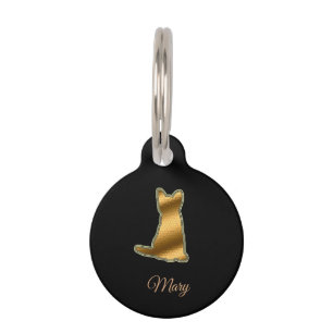 Médaillon Pour Animaux Chat noir or moderne