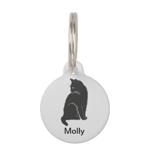 Médaillon Pour Animaux Chat noir sur gris clair