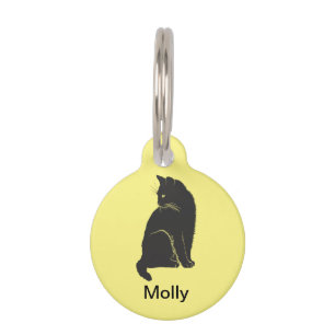 Médaillon Pour Animaux Chat noir sur jaune