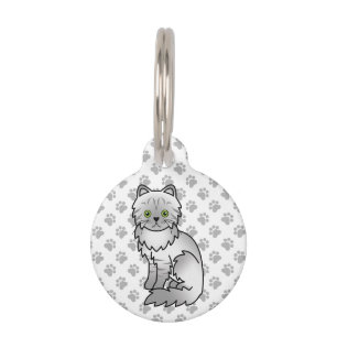 Médaillon Pour Animaux Chat Persan Chinchilla argenté tabby et informatio