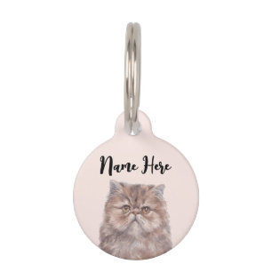 Médaillon Pour Animaux Chat Persan Visage Rose Mignon
