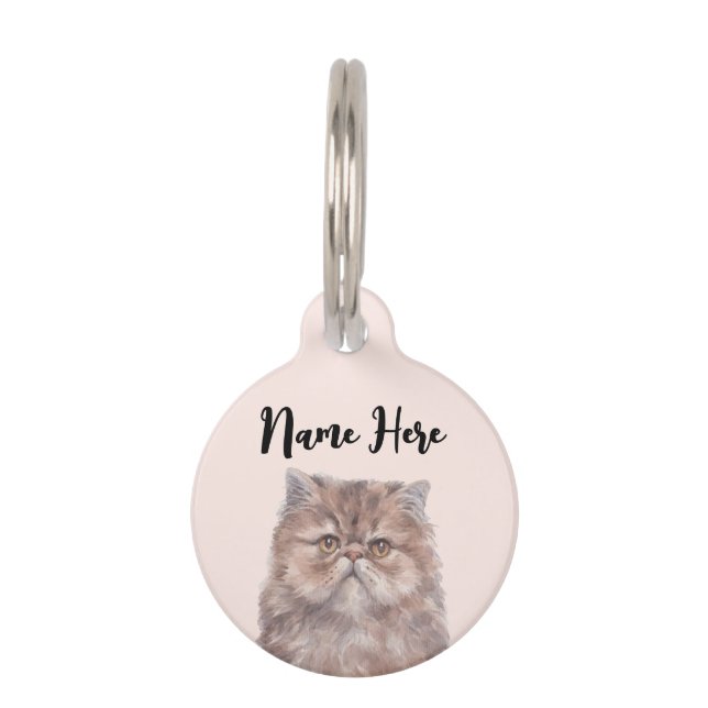 Médaillon Pour Animaux Chat Persan Visage Rose Mignon (Devant)