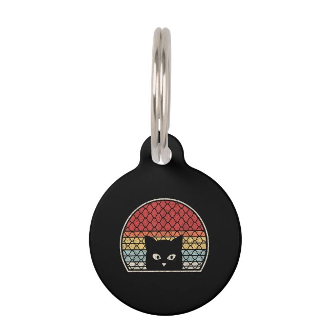 Médaillon Pour Animaux Chat Rétro Vintage (Devant)