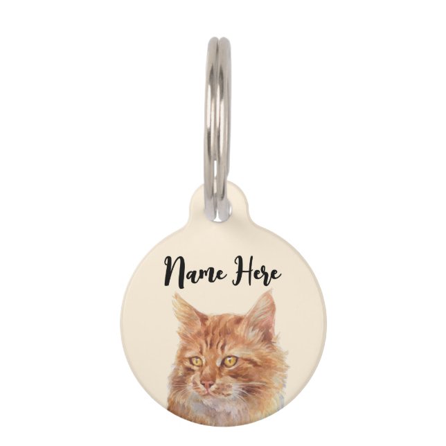 Médaillon Pour Animaux Chat roux errant orange beige (Devant)