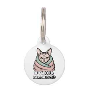 Médaillon Pour Animaux Chat Sphynx Grincheux Art Cartoonique Humour Froid