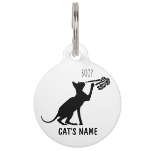 Médaillon Pour Animaux Chat Sphynx Personnalisé Squelette Main Nez Boop