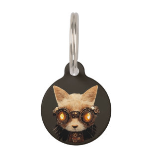 Médaillon Pour Animaux Chat Steampunk Gothique Retro Kitty Portrait