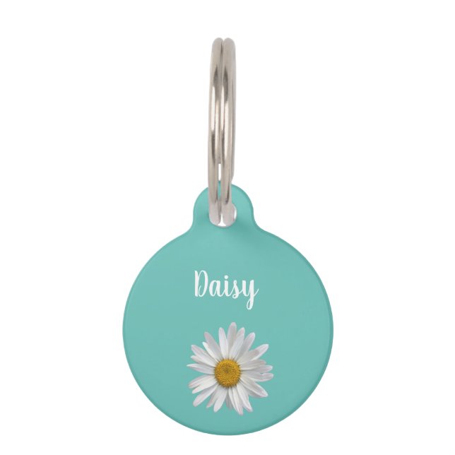 Médaillon Pour Animaux Chat tendance Blanc Daisy mignonette Kitty Vert Tu (Devant)