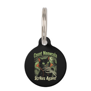 Médaillon Pour Animaux Chat vampire noir vintage effrayant Art de bande d