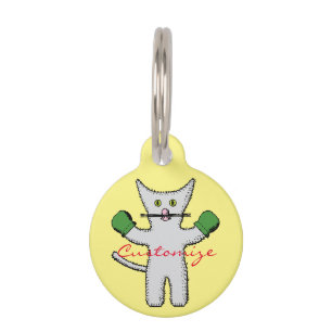 Médaillon Pour Animaux Chaton de boxe avec des mitaines Thunder_Cove