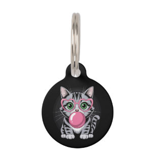 Médaillon Pour Animaux Chaton Mignon Qui Mange de la Gomme et Fait des Bu