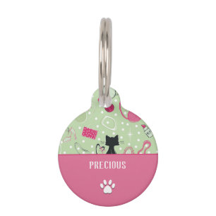 Médaillon Pour Animaux Chats à coeur vert du milieu du siècle