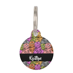 Médaillon Pour Animaux Chats à rayure nom personnalisé