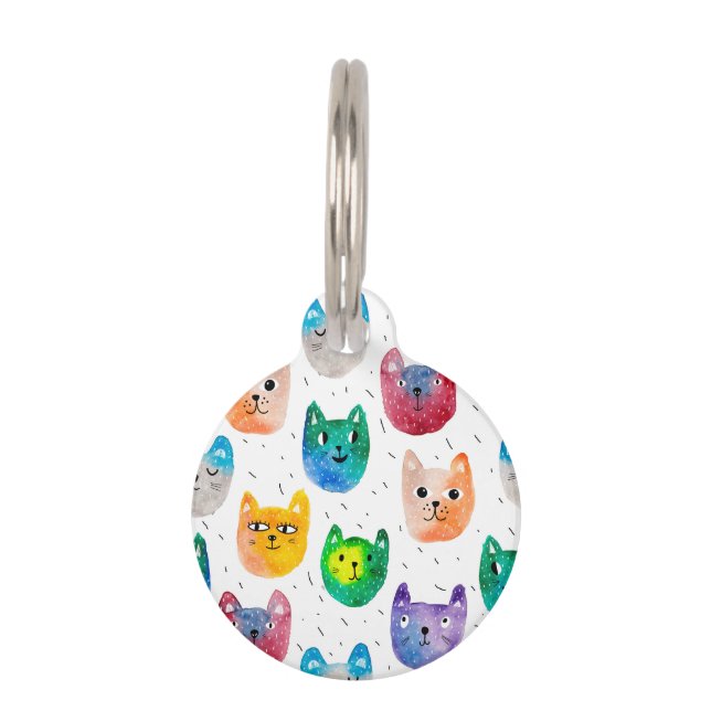 Médaillon Pour Animaux Chats et amis à l'aquarelle (Devant)