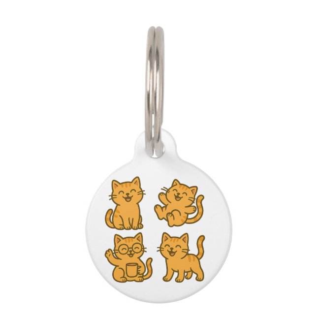 Médaillon Pour Animaux Chats heureux – Collection de dessins animés joyeu (Devant)