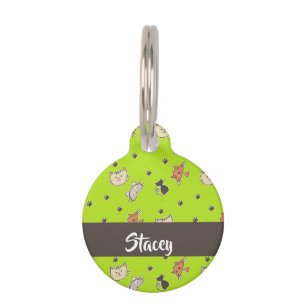 Médaillon Pour Animaux Chats mignons sur vert