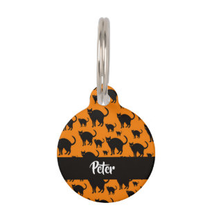 Médaillon Pour Animaux Chats noirs sur orange