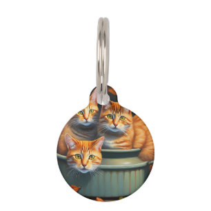 Médaillon Pour Animaux Chats Roux Pot Plantes, Étiquette Animal