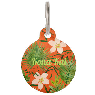 Médaillon Pour Animaux Chaux tropicale hawaïenne de corail de jardin de