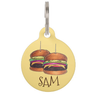 Médaillon Pour Animaux Cheeseburger Hamburger Sliders Bar Pub