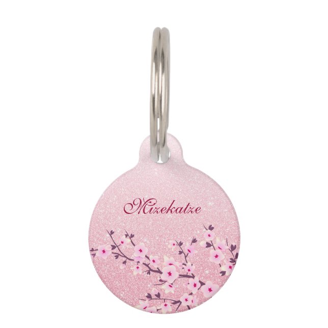 Médaillon Pour Animaux Cherry Blossoms Parties scintillant rose Personnal (Devant)