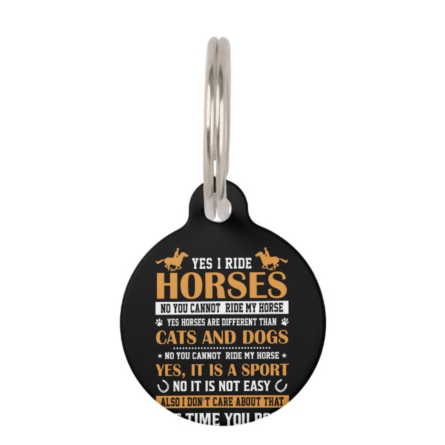 Médaillon Pour Animaux Cheval Art Oui I Ride Chevaux (Devant)