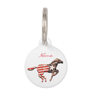 Médaillon Pour Animaux Cheval du drapeau américain qui court Thunder_Cov