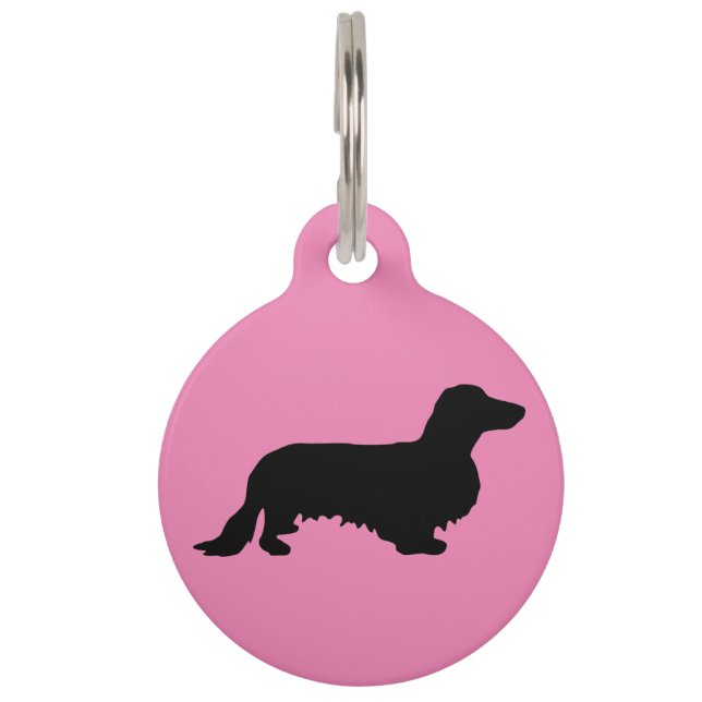 Médaillon Pour Animaux Cheveux longs Dachshund - Silhouette 1 (Devant)