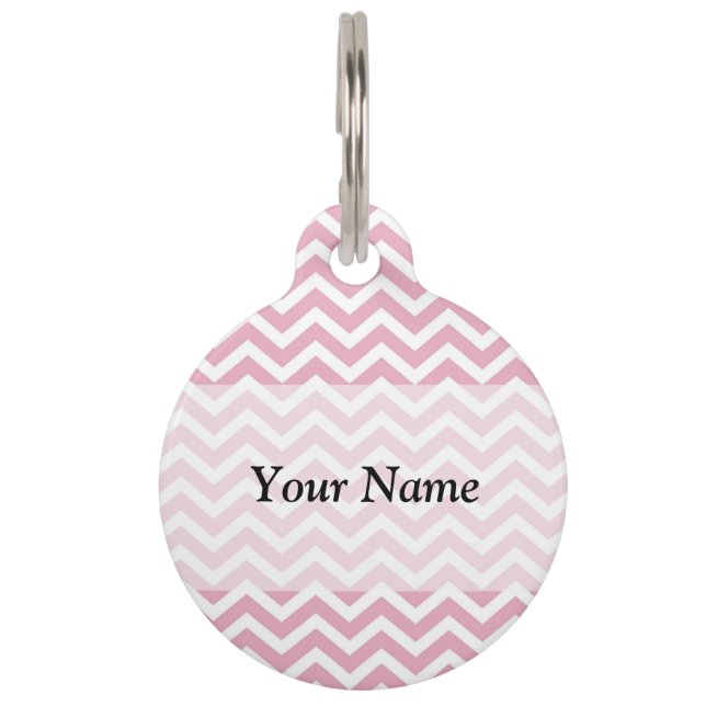 Médaillon Pour Animaux chevron rose et blanc (Devant)