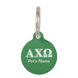 Médaillon Pour Animaux Chi lettres blanches et vertes d'Omega d'Alphi