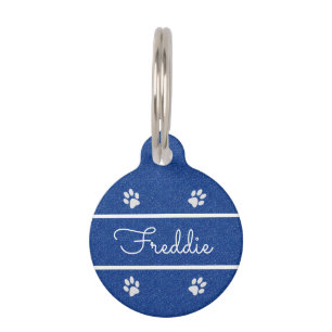 Médaillon Pour Animaux Chic Blue Faux Parties scintillant Customisé Chat