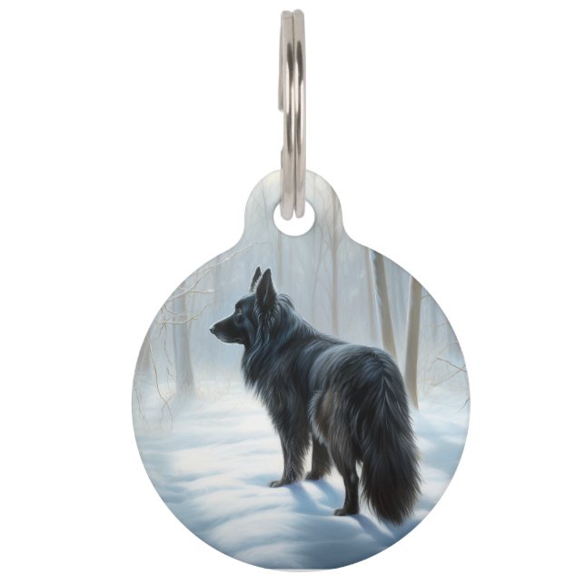 Médaillon Pour Animaux Chien à neiger belge Noël (Devant)