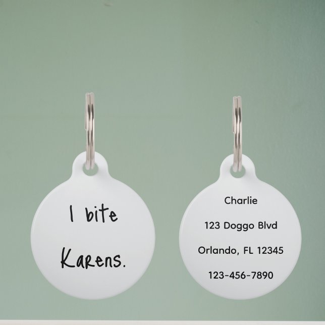 Médaillon Pour Animaux Chien animal Chat I Bite Karens Funny Coller perso (Créateur téléchargé)