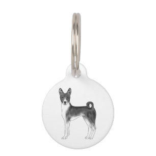 Médaillon Pour Animaux Chien Basenji noir et blanc avec texte personnalis