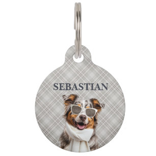 Médaillon Pour Animaux Chien berger australien élégant et carreaux