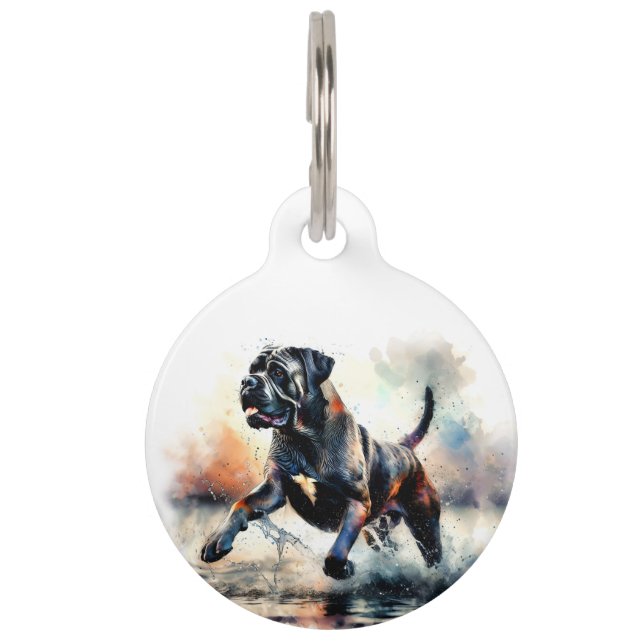 Médaillon Pour Animaux Chien Cane Corso puissant à l'aquarelle (Devant)