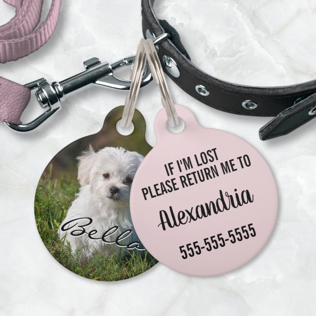 Médaillon Pour Animaux Chien Chien Personnalisé Photo Nom Numéro (Custom Puppy Dog Personalized Photo Name Number Pet ID Tag (front and back))