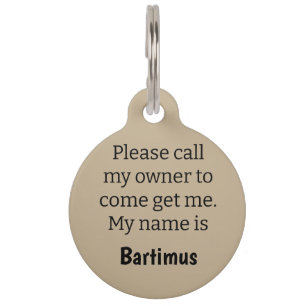 Médaillon Pour Animaux Chien, Chiot s'il est perdu, Khaki Large 1.25 in -