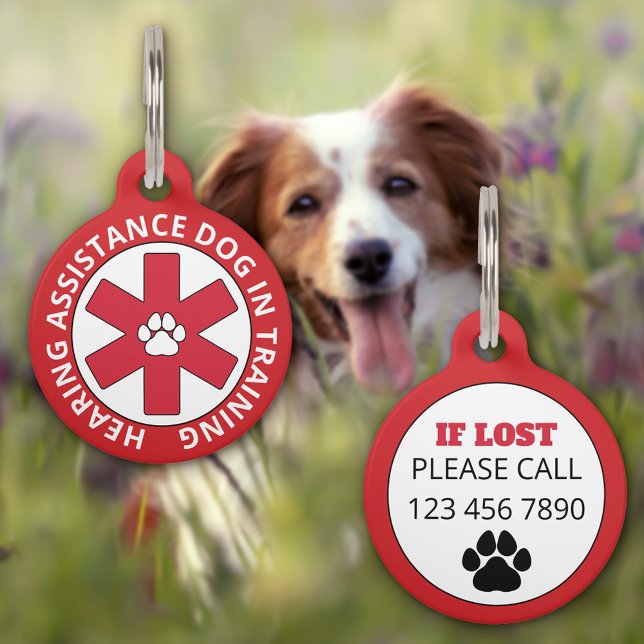 Médaillon Pour Animaux Chien d'assistance auditive rouge en formation (Créateur téléchargé)
