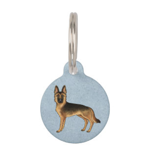 Médaillon Pour Animaux Chien de berger allemand noir et feu debout sur fo