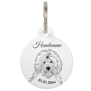 Médaillon Pour Animaux Chien de berger anglais Ligne Art Étiquette person